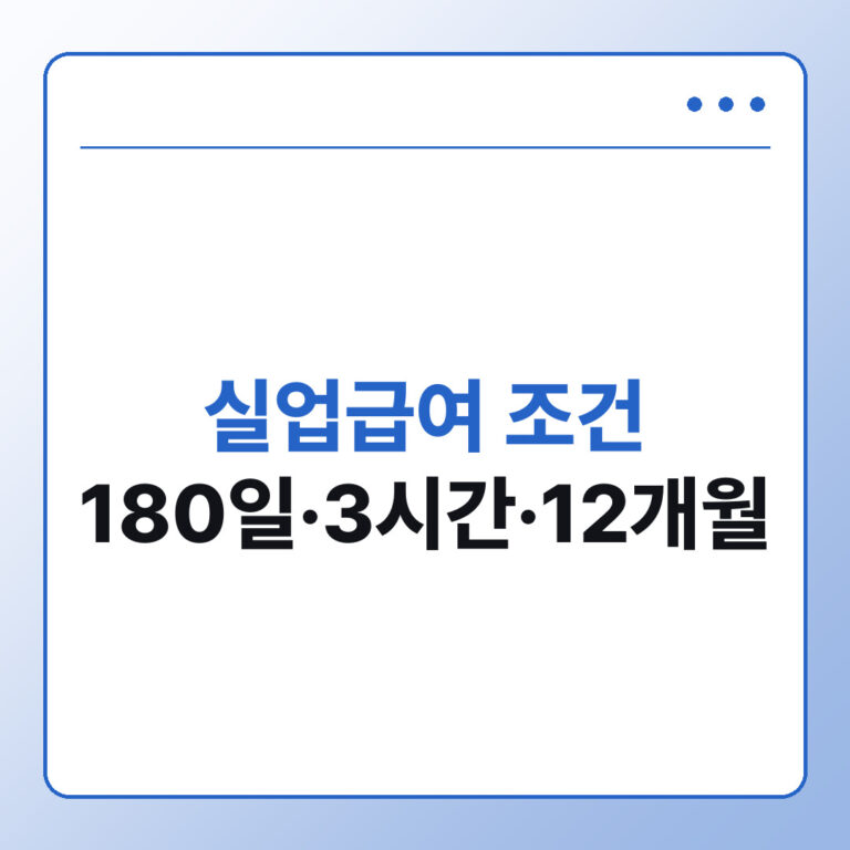 실업급여 조건 180일 3시간 12개월 확인 방법 총정리