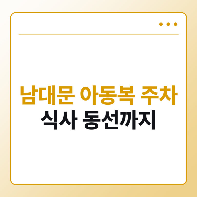 남대문 아동복 주차와 식사 동선