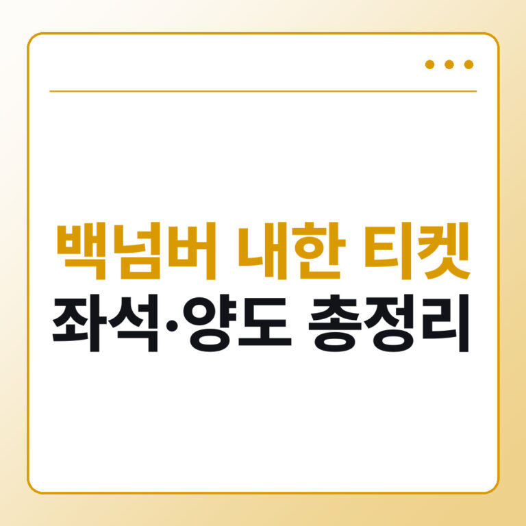 백넘버 내한 티켓 가격과 좌석 등급 양도 금지 총정리