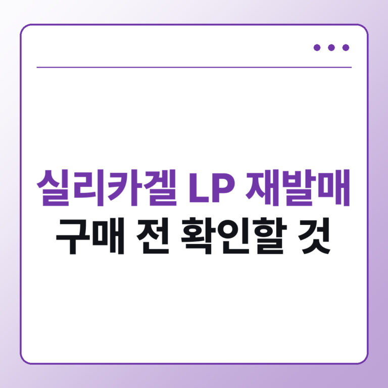 실리카겔 LP 재발매 CAM 스마트스토어 구매 전 확인할 것